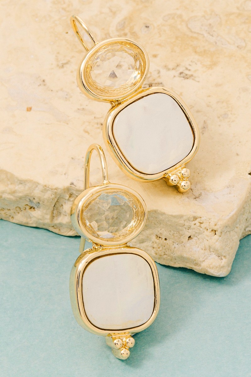 Mother Of Pearl Square Drop Earrings