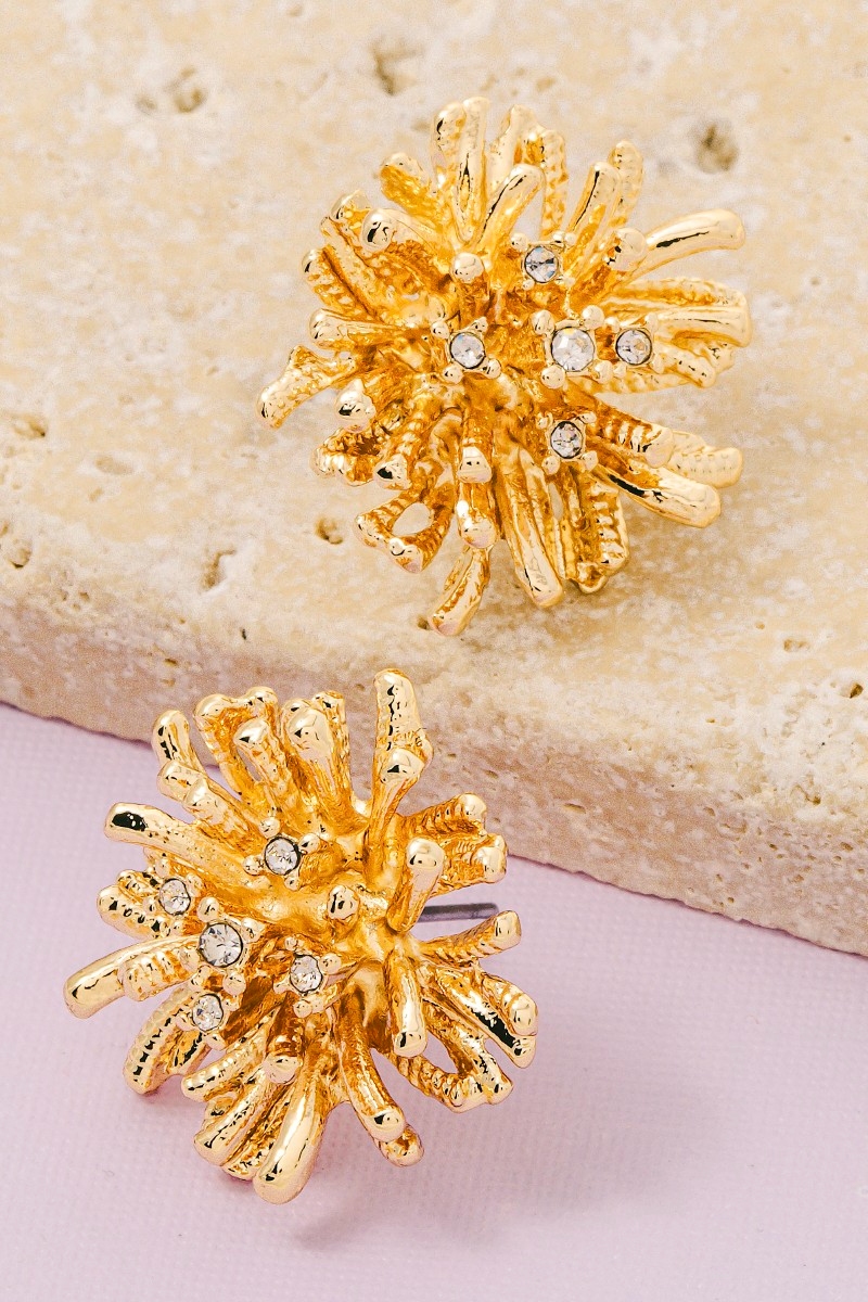 Sea Coral Reef Stud Metallic Earrings