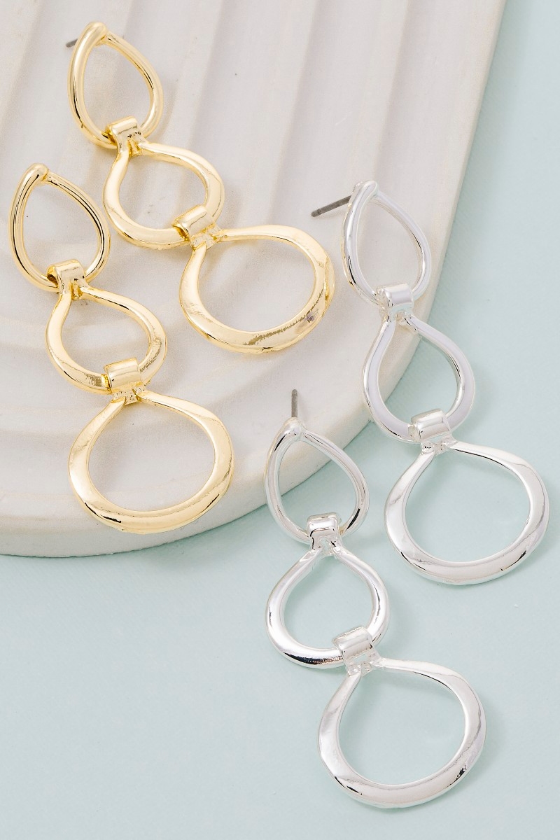 Metallic Tiered Circle Earrings
