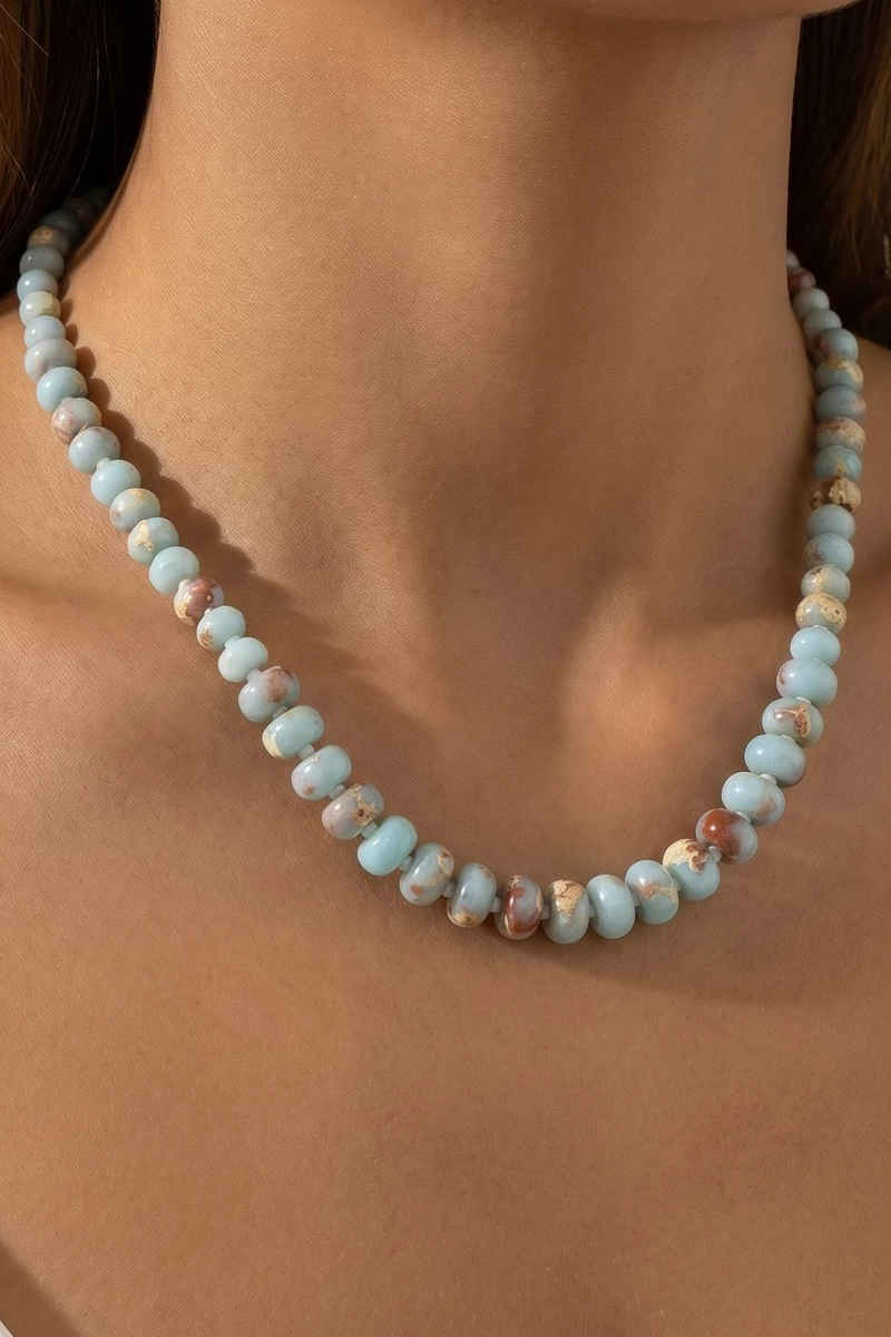 Rondelle Semi Precious Stone Beaded Necklace