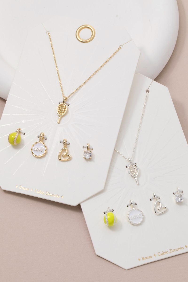 Assorted Five Piece Tennis Love Charms Necklace