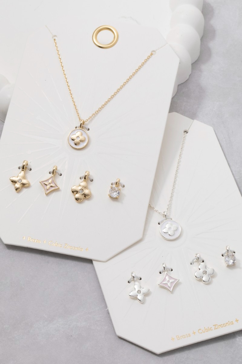 Five Piece Assorted Clover Charms Pendant Necklace