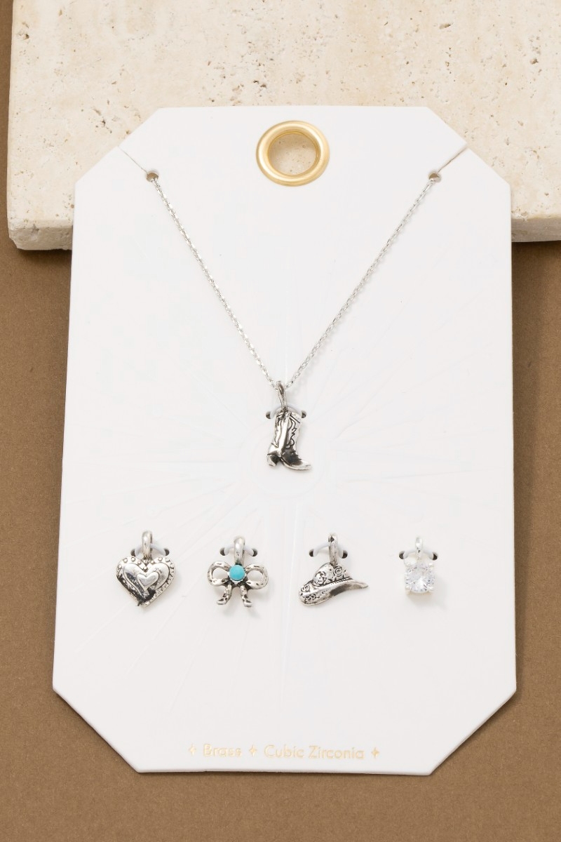 Five Piece Assorted Western Charms Pendant Necklace