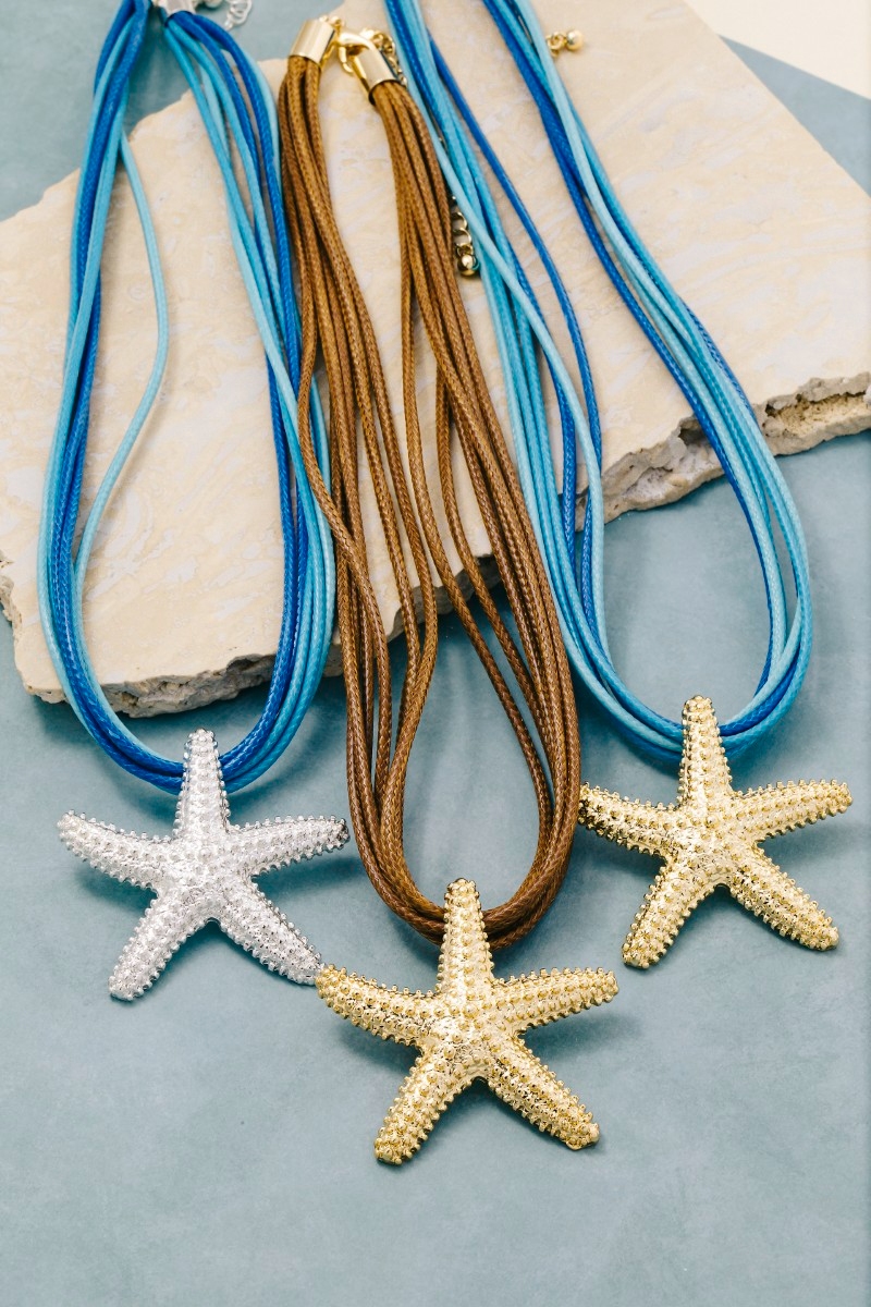 Sealife Starfish Pendant Multi Cord Necklace