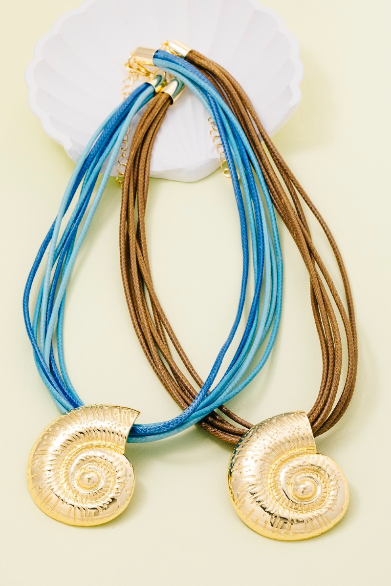 Sealife Shell Pendant Multi Cord Necklace
