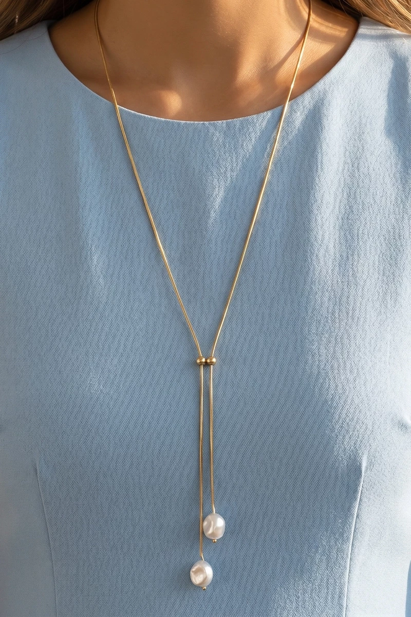 Baroque Pearl Lariat Necklace