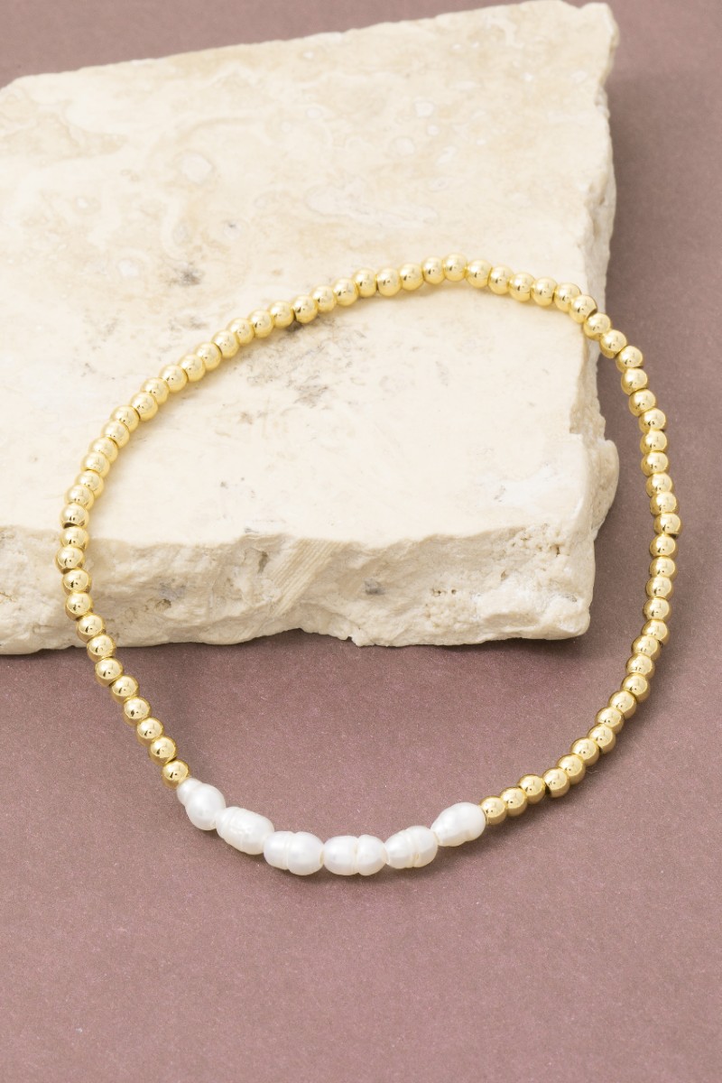 Stainless Steel And Pearl Beaded Bracelet