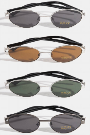 Metal Frame Oval Lens Sunglasses Set