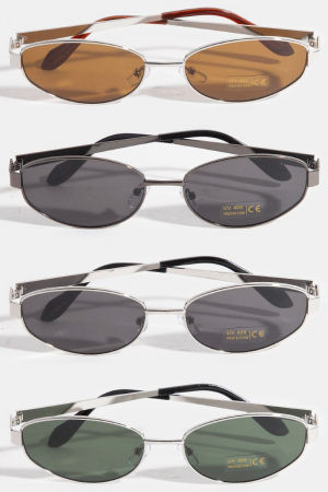 Oval Lens Metal Frame Sunglasses Set