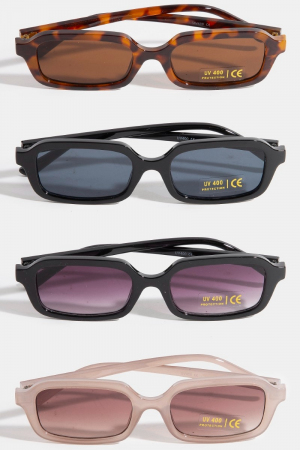 Plastic Frame Rectangle Sunglasses Set