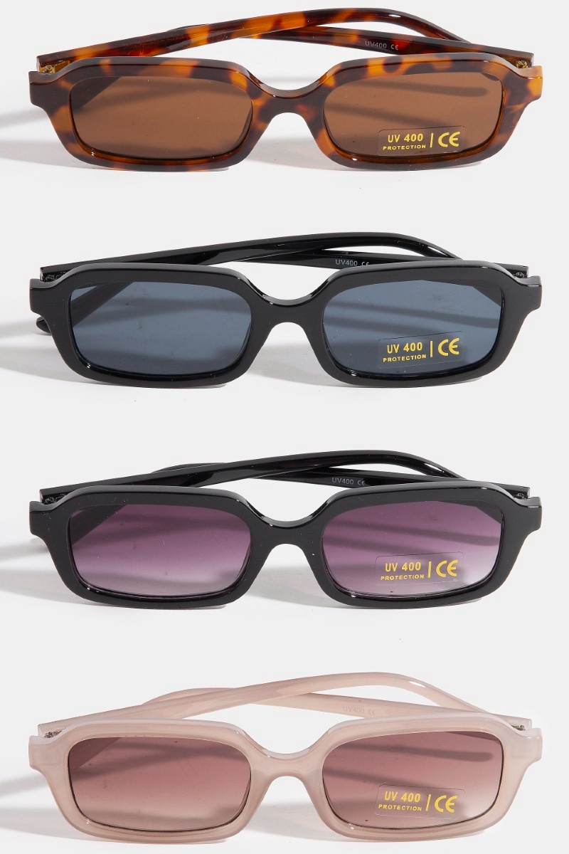 Plastic Frame Rectangle Sunglasses Set