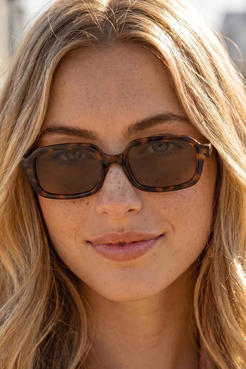 Retro Rectangle Frame Uv400 Sunglasses