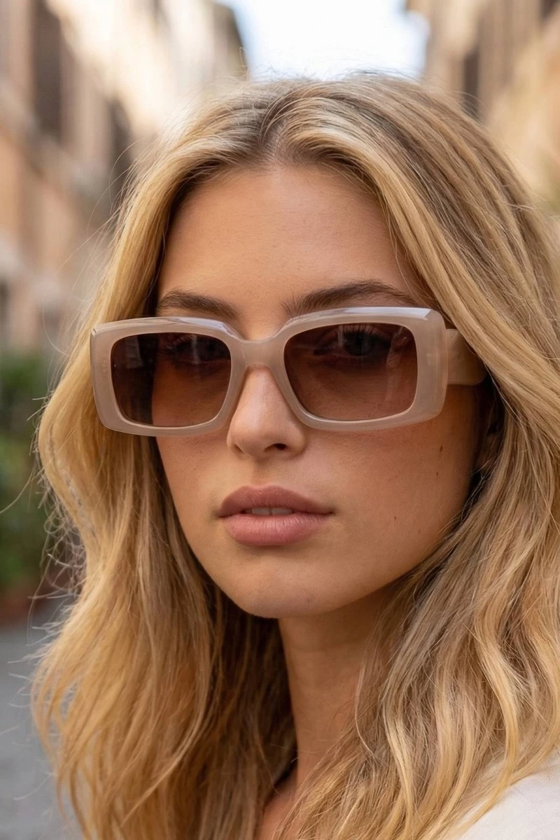 Thick Frame Rectangle Sunglasses Set