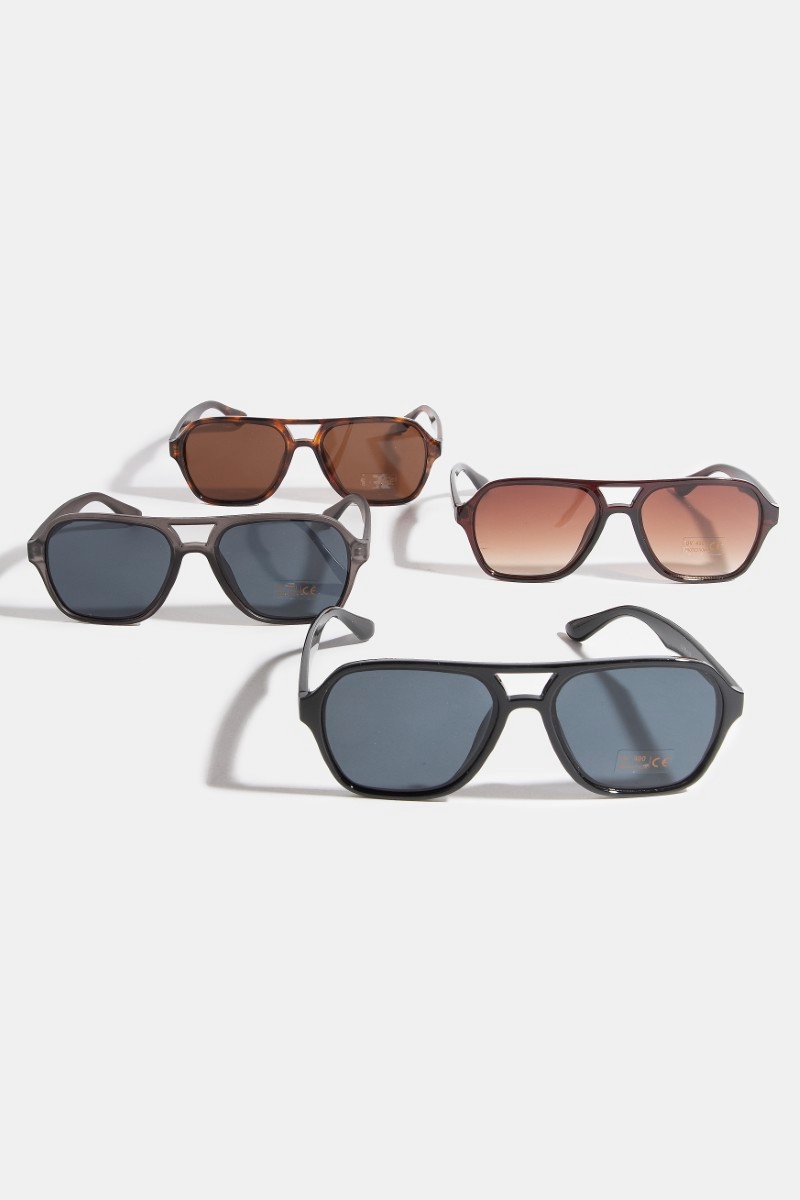 Modern Plastic Aviator Frame Sunglasses Set