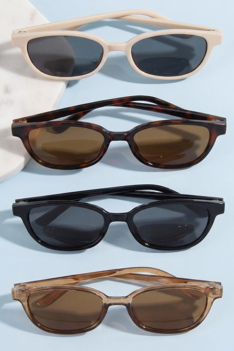 Slim Rectangle Retro Frame Sunglasses