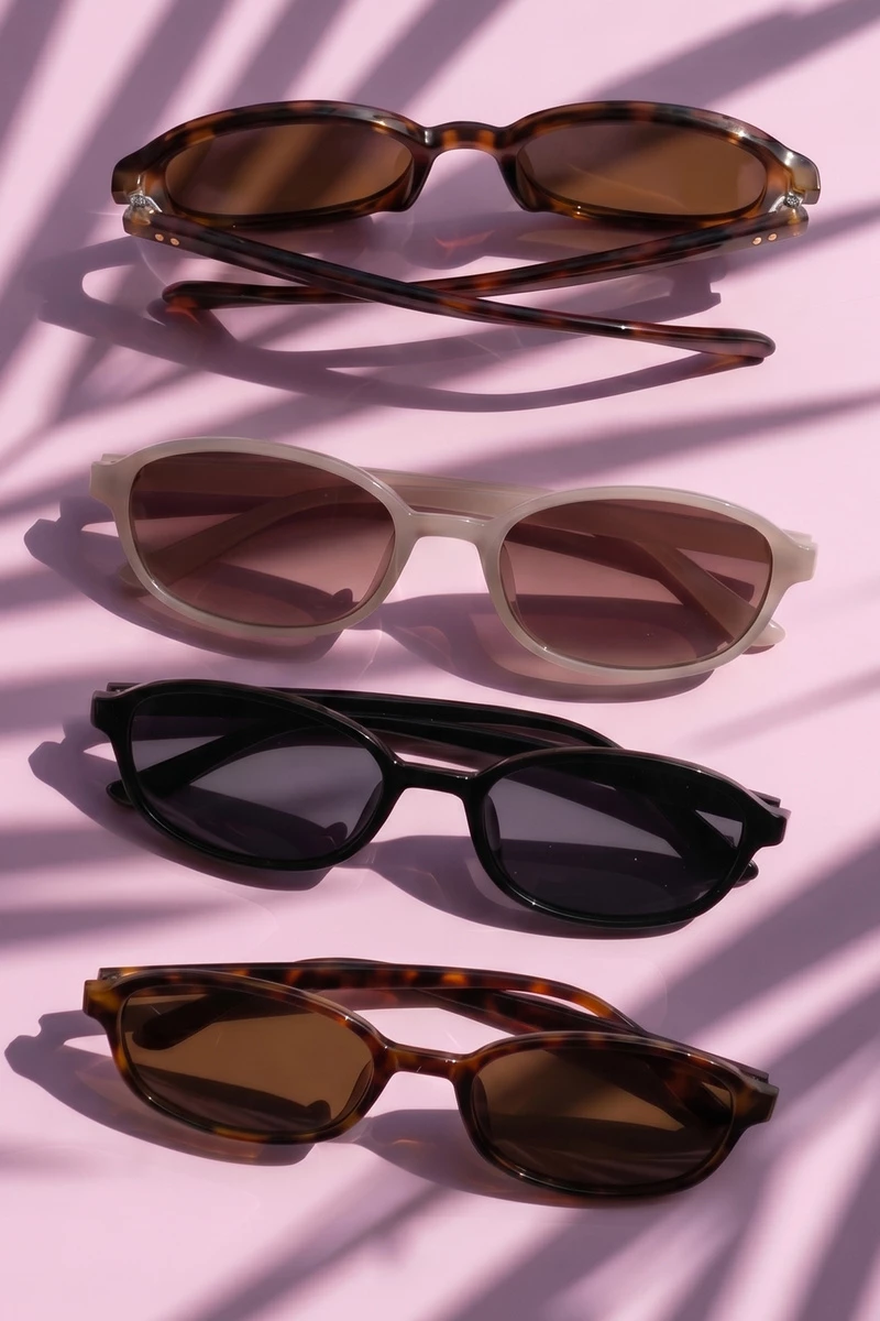 Slim Oval Frame Retro Sunglasses
