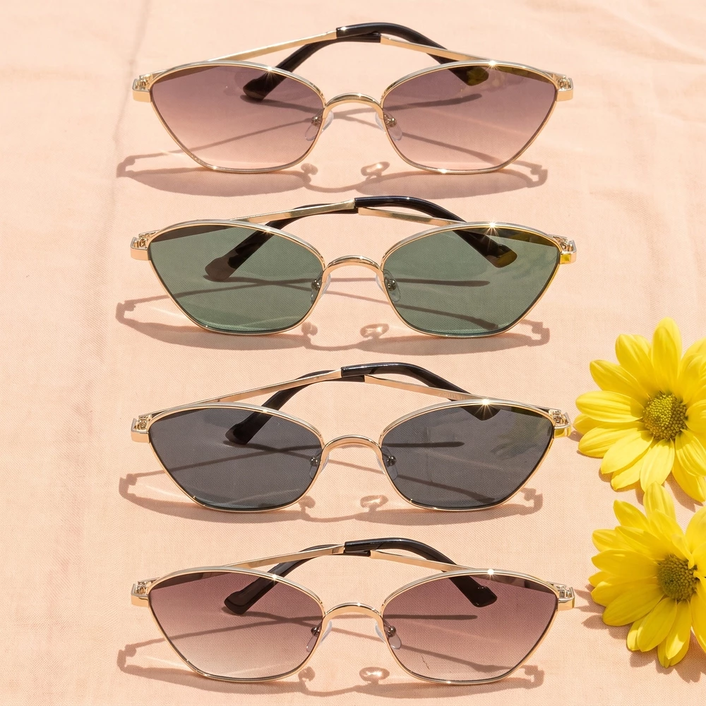 Slim Metal Cat Eye Gradient Sunglasses