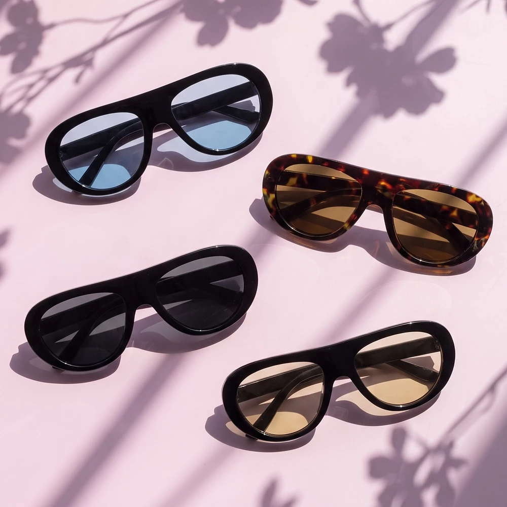 Oversized Rounded Aviator Shield Sunglasses
