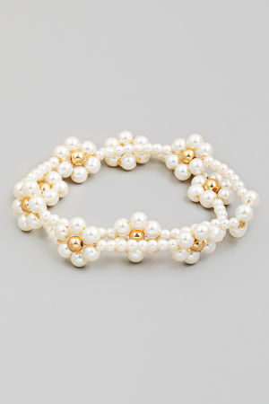 Floral Pearl Beaded Bracelet