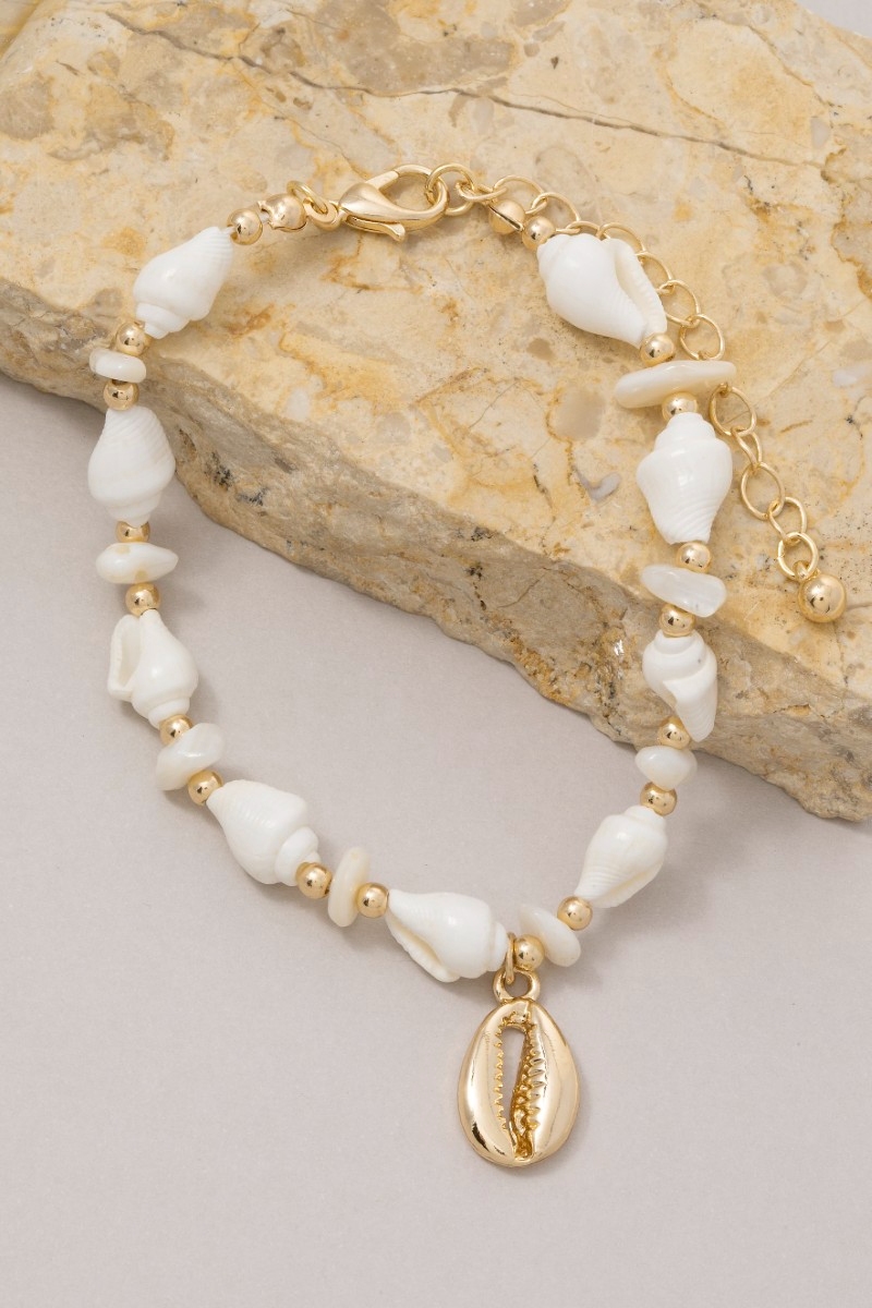 Cowrie Charm Sea Shell Chain Bracelet