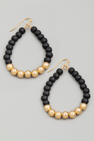 Ball Beaded Teardrop Cutout Earrings