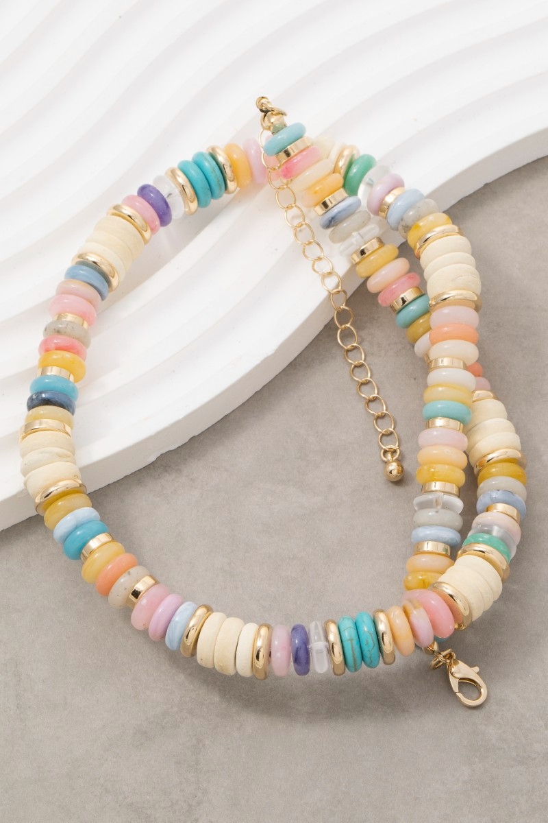 Mixed Disc Beaded Necklace