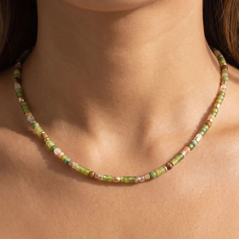 Multi Tone Seed Bead Strand Necklace