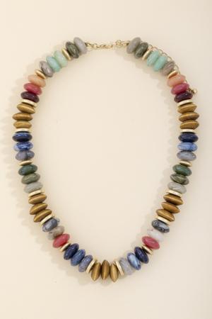 Chunky Saucer And Rondelle Bead Necklace