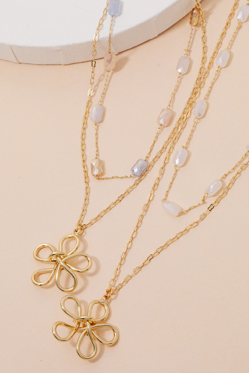 Wire Flower Pendant Necklace Set