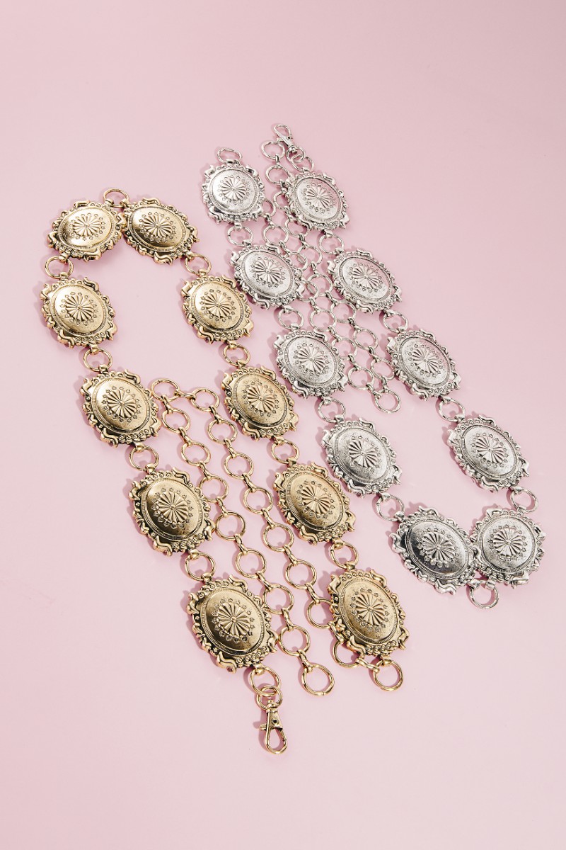 Intricate Western Concho Chain Belt