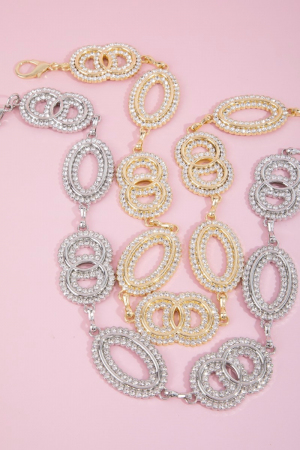 Pave Crystal Oval Link Chain Belt