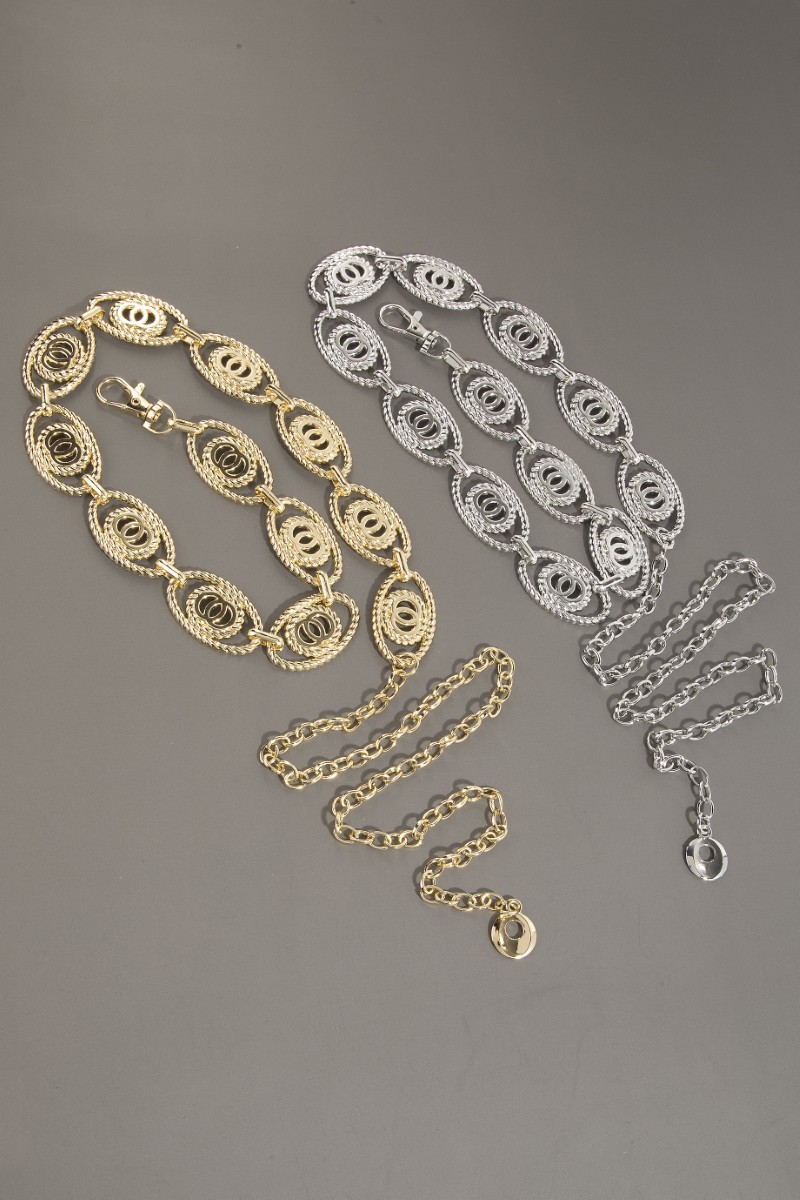Rope Accent Oval Layered Hoop Chain Belt