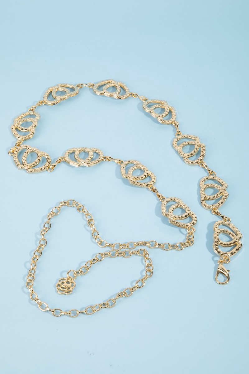 Hammered Double Heart Chain Belt