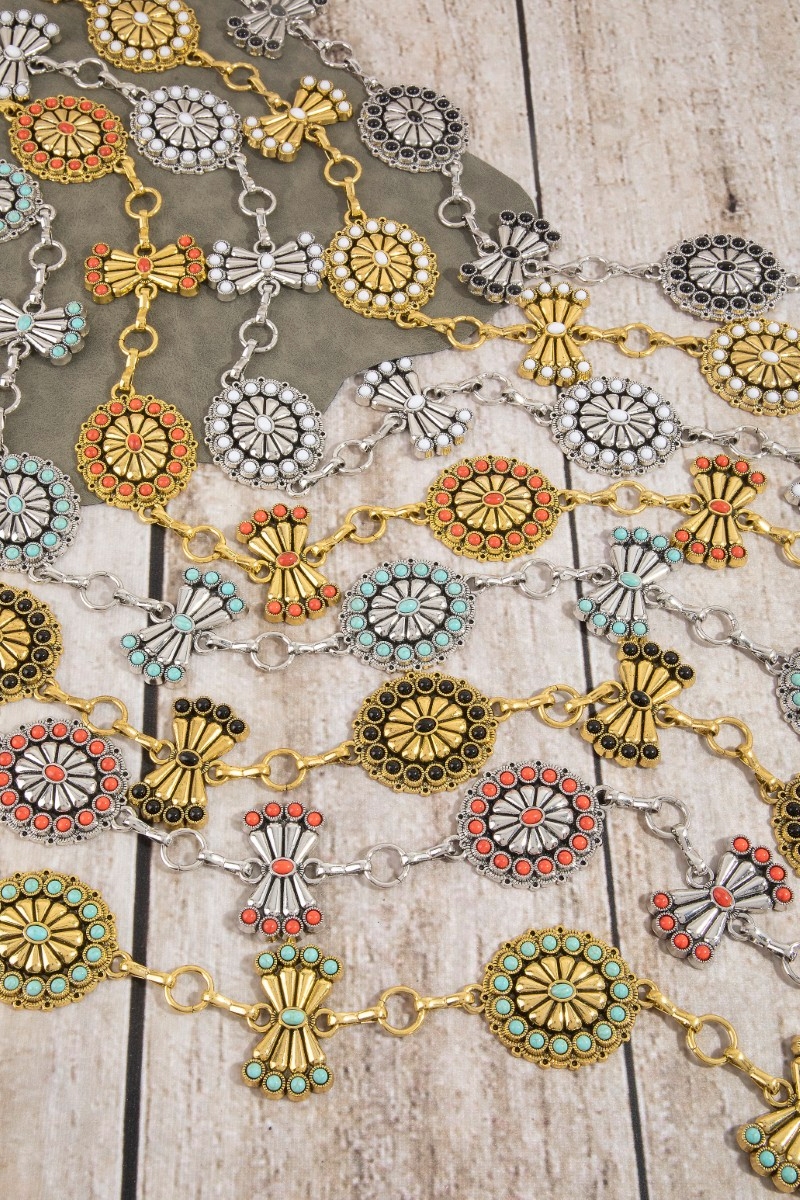 Stone Daisy Concho Chain Belt