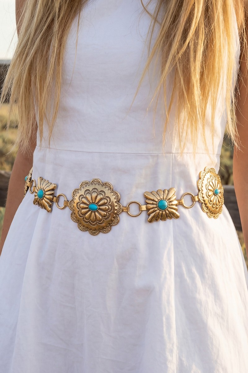 Western Round Concho Disc Chain Belt