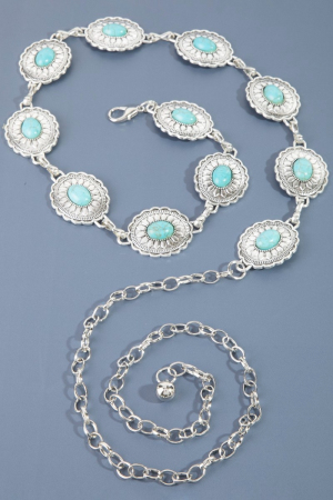 Classic Turquoise Stud Concho Chain Belt