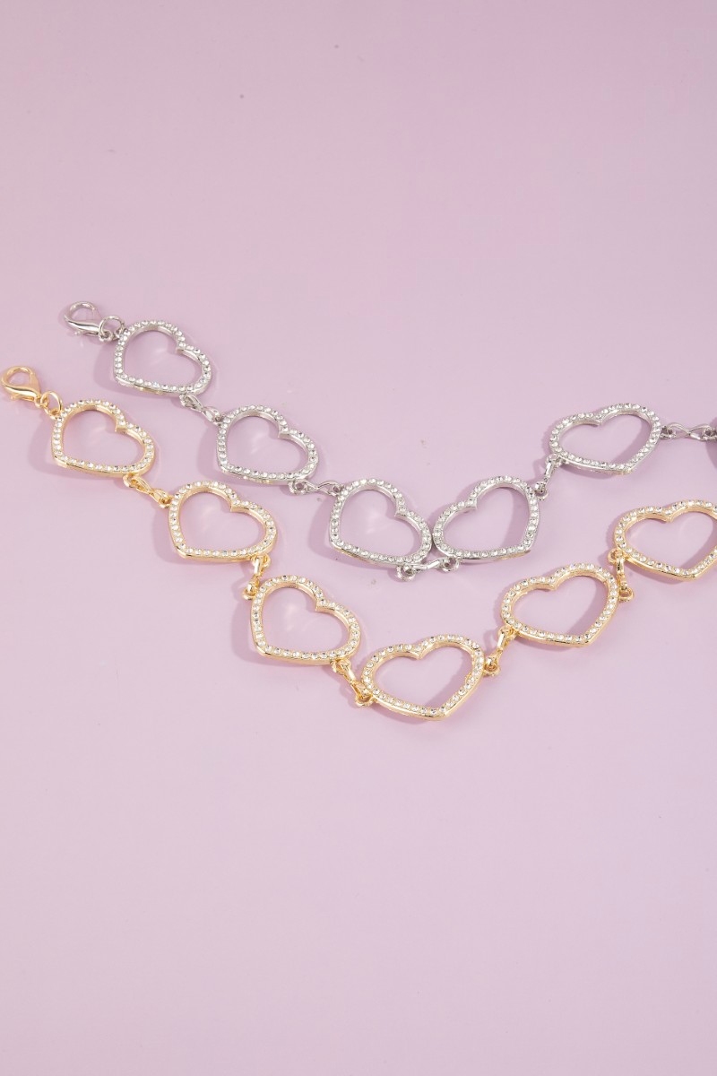 Crystal Open Heart Link Chain Belt