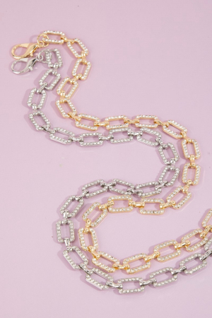 Pave Crystal Paperclip Chain Belt