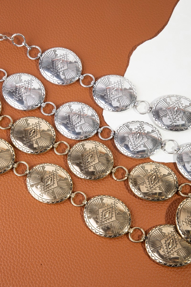 Oval Concho Disc Western Chain Belt