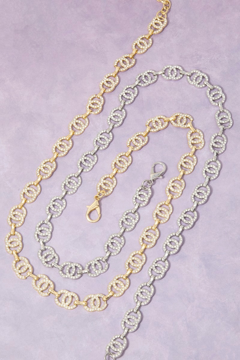 Gold Cz Double Circle Link Chain Belt