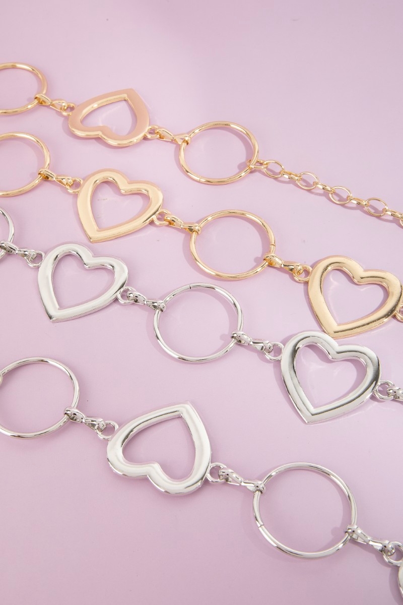 Open Heart & Circle Mixed Link Chain Belt