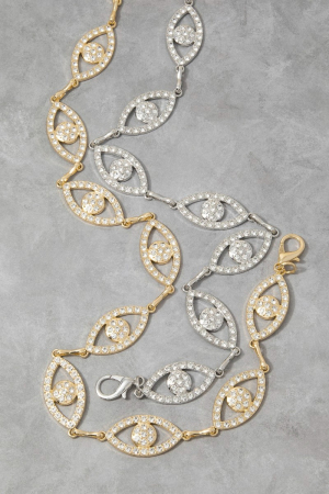 Gold Cz Evil Eye Link Chain Belt