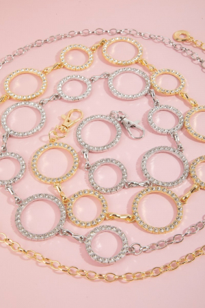 Crystal Rhinestone Circle Chain Belt