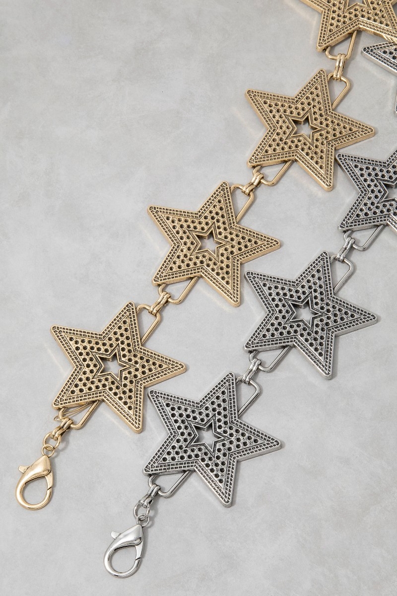 Textured Star Link Chain Belt