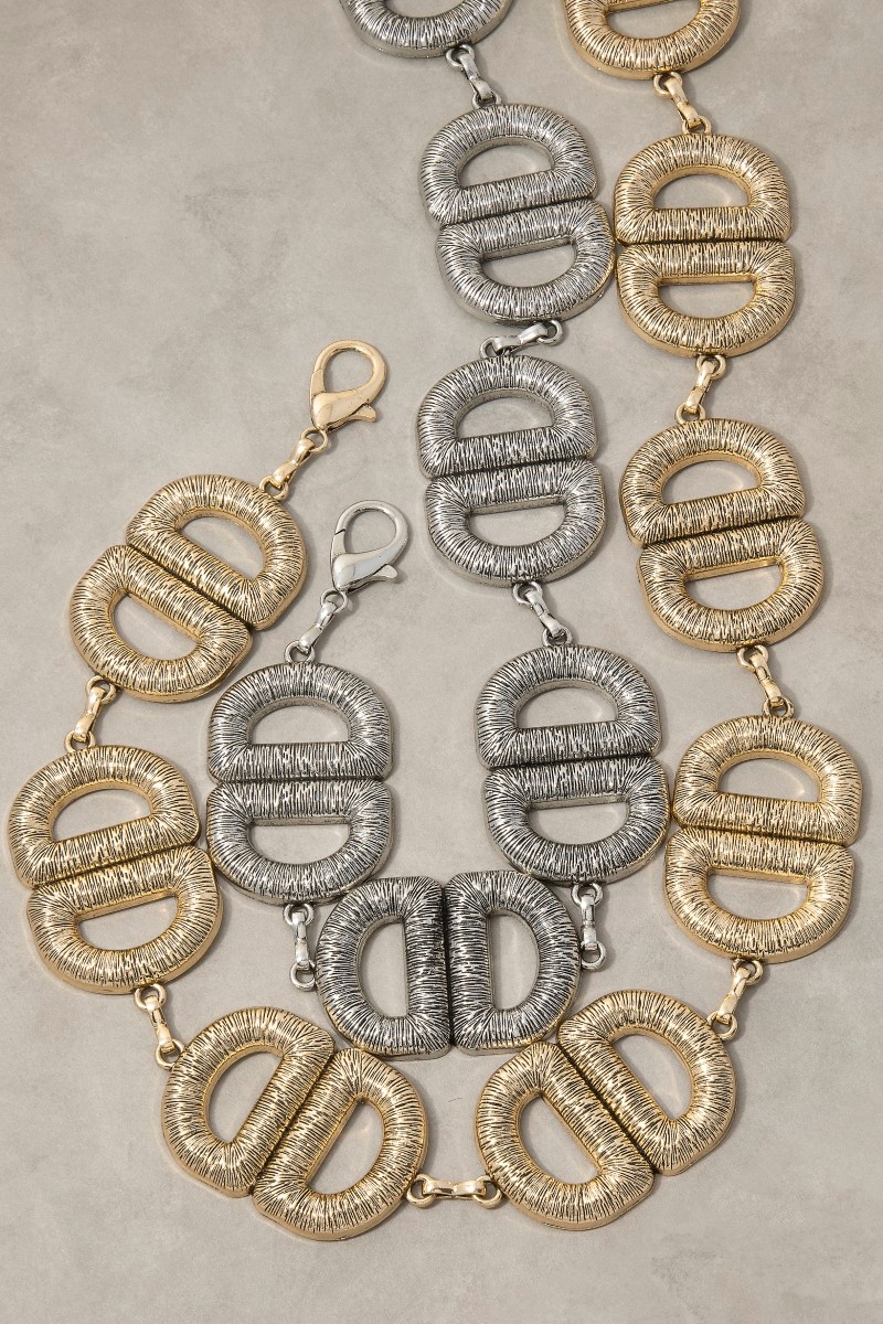 Textured Double Oval Mariner Link Chain Belt