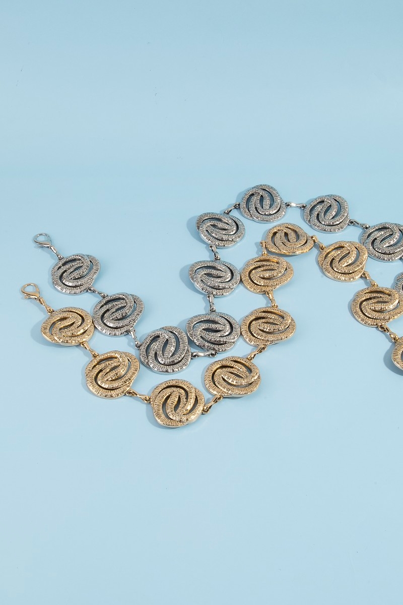 Textured Spiral Concho Chain Belt