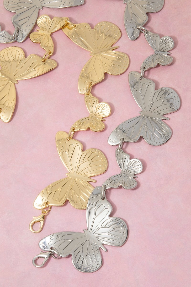 Gold Engraved Butterfly Link Chain Belt