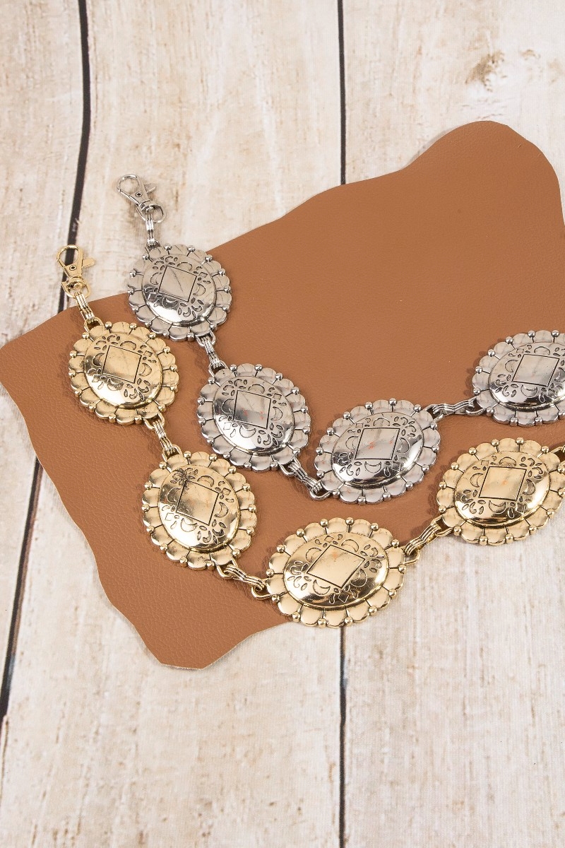 Round Filigree Concho Chain Belt