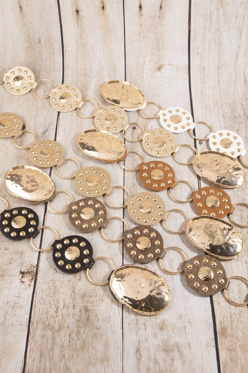 Gold Studded Circle Ring Chain Belt