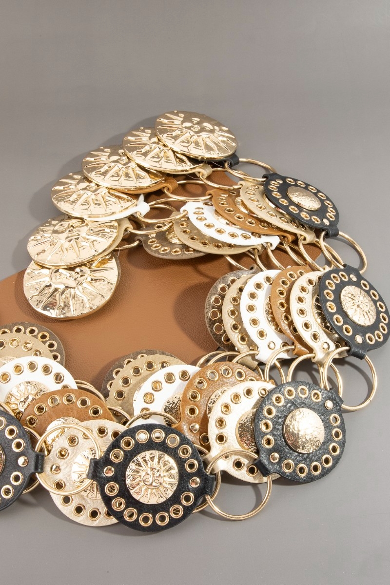 Gold Sun Concho Ring Chain Belt